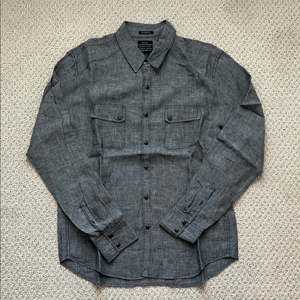 Lucky Black Label Charcoal Button-Front Workshirt